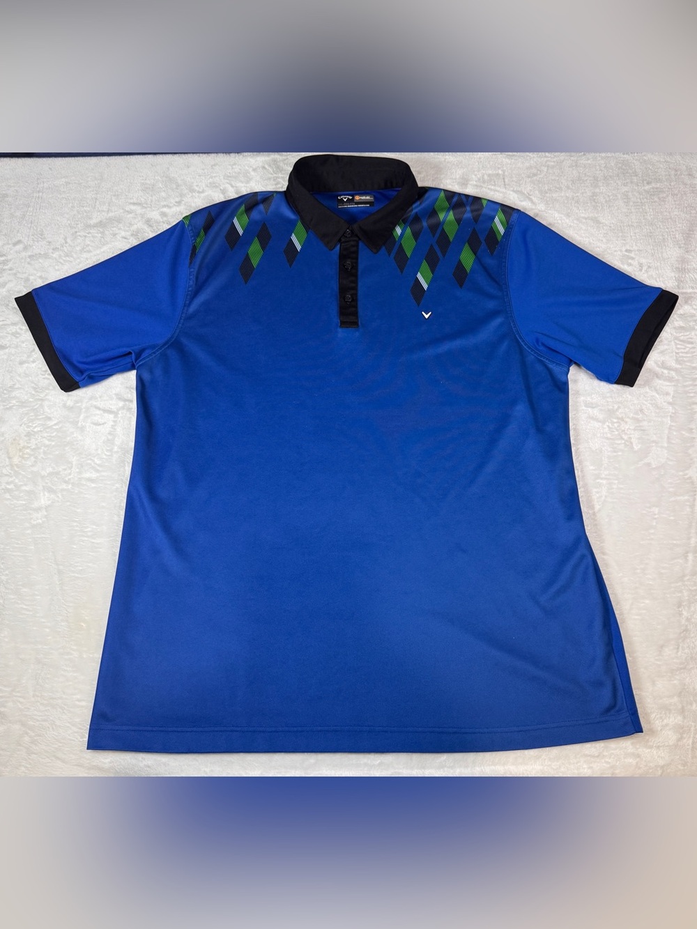 Callaway Opti-Dri Golf Polo Men’s XXL Blue Argyle Performance Short Sleeve
